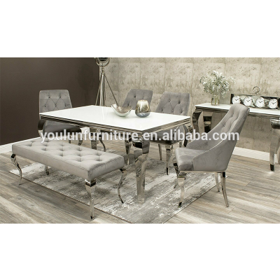 Laminate Dining Table Set Marble With Bench