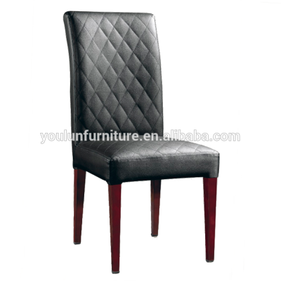 Black Genuine Leather Chair Restaurant Wooden Modern