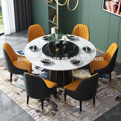 6 Seater Italian Dubai Round Marble Top Dining With 6 Chairs