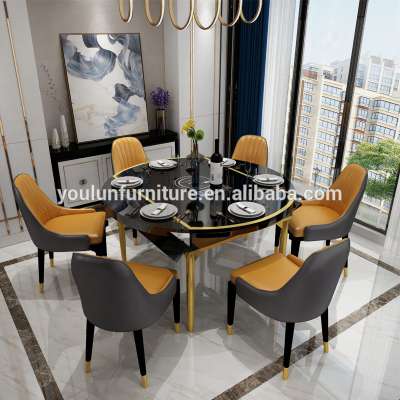 White Luxury 4 6 8 Seater Marble Modern Top Dining Table Chairs